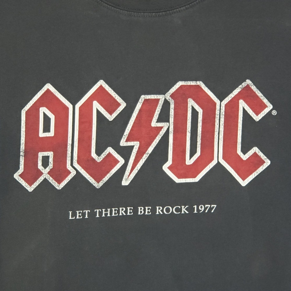 H&M ACDC Let There Be Rock Graphic Tee Shirt Dark Gray 70's Metal Band Size XS